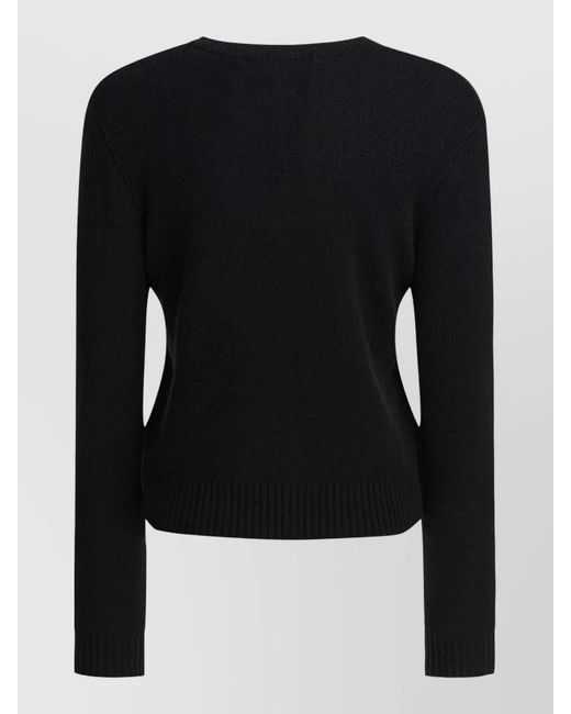 Lisa Yang Black Cashmere Ribbed Crewneck Sweater