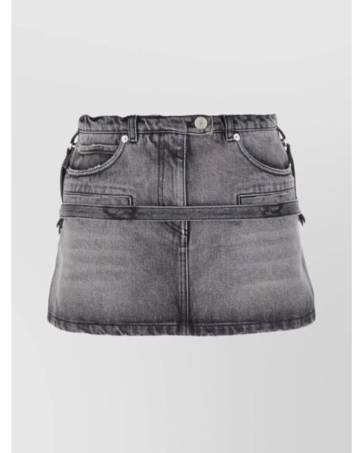 Courreges Gray Denim High-Rise Mini Skirt