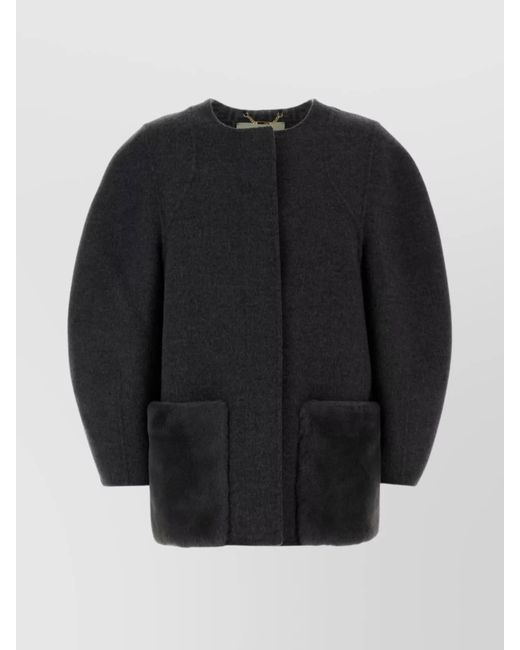 Fendi Black Wool Silk Cocoon Jacket