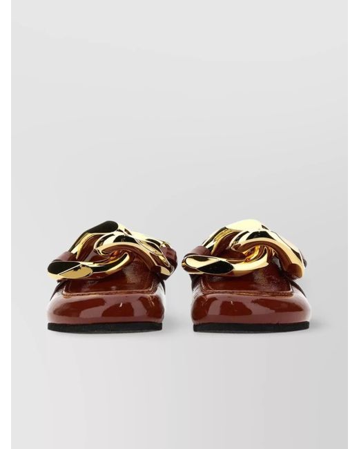 J.W. Anderson Brown Chain Detail Flat Sole Mules