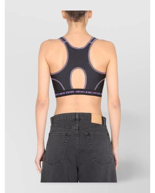 Versace Jeans Couture Blue Logo Band Cropped Tank Top