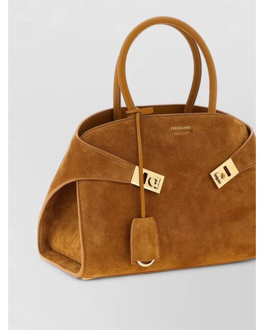 Ferragamo Brown Hug Th S Suede Shoulder Bag