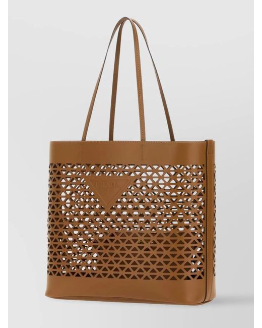 Prada Brown Na Leather Beach Bag
