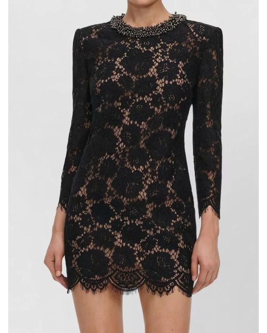 Self-Portrait Black Long Sleeve Lace Mini Dress Evening
