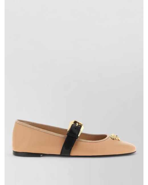 Versace Natural La Medusa Ballet Flats Buckle Detail