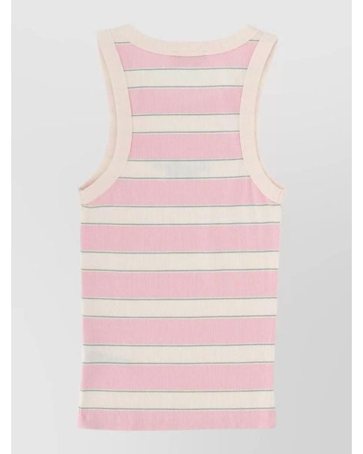 Mc2 Saint Barth Pink Ada Tank Top Logo Round Neckline