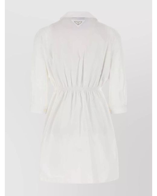 Prada White Cotton Poplin Shirt Mini Dress