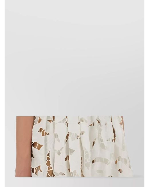 Self-Portrait Natural Embroidered Bow Midi Dress