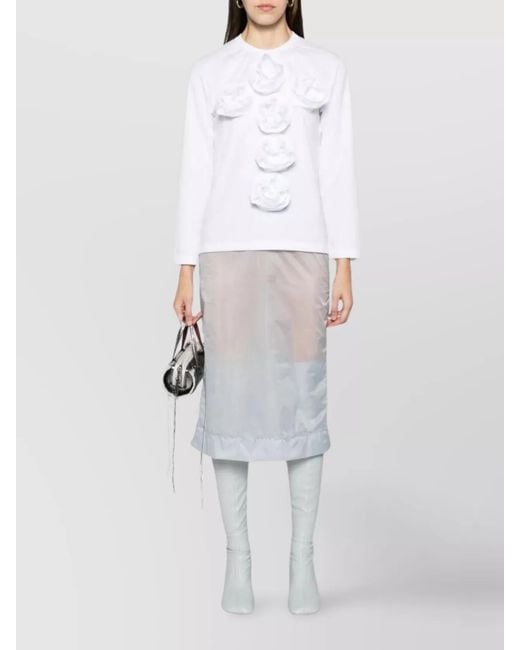 Maison Margiela White Tulle High-Rise Pleated Midi Pencil Skirt