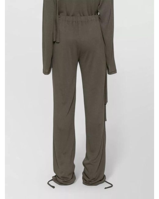 OTTOLINGER Gray Linen Blend Trousers Draped Wrap Design