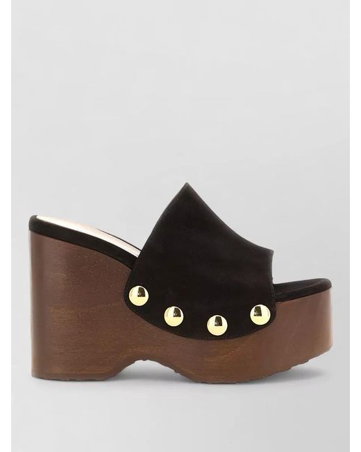 Gianvito Rossi Brown Ardéa Platform Mules Open Toe Studs