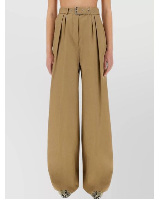 Dries Van Noten Natural Cotton Belted Wide-Leg Trousers