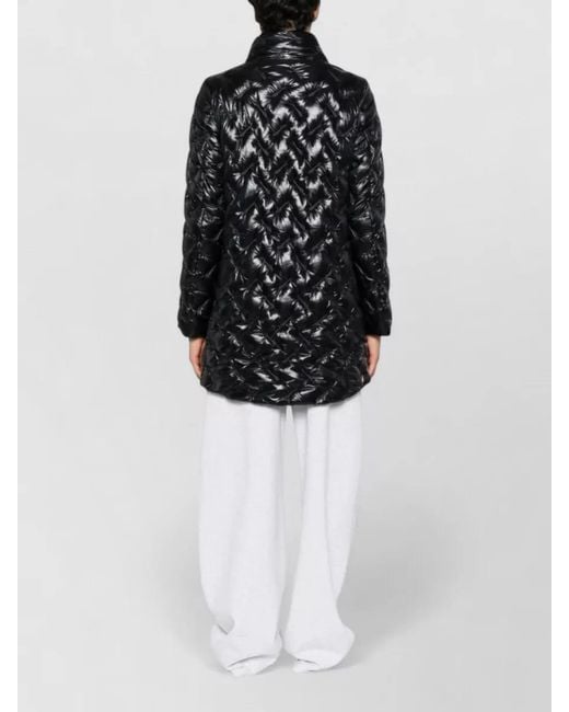 Herno Black Midi Down Jacket High Collar Quilting