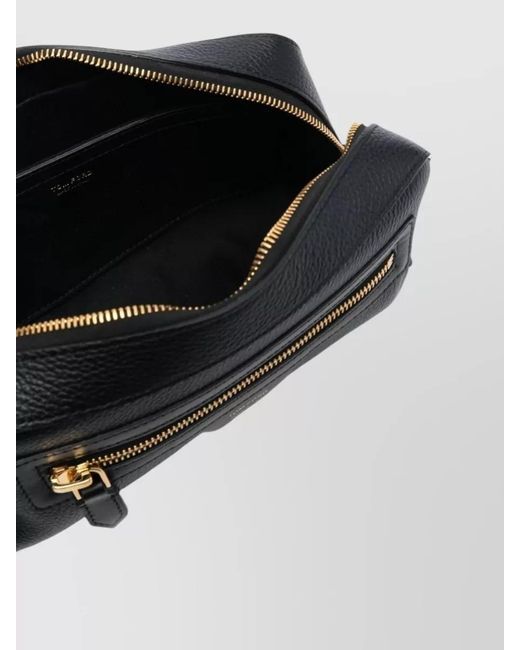 Tom Ford Black Textured Leather Wallet Cardholder Zip Pocket for men