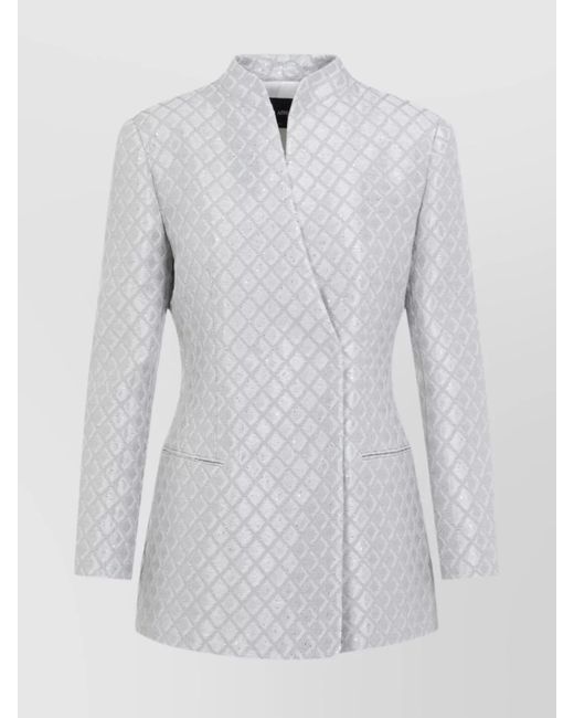 Giorgio Armani Gray Checked Pattern Sequinned Blazer