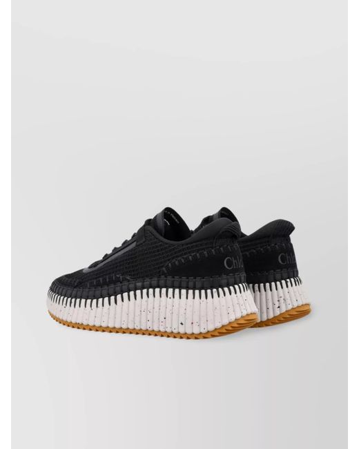 Chloé Black Mesh Low-Top Sneakers