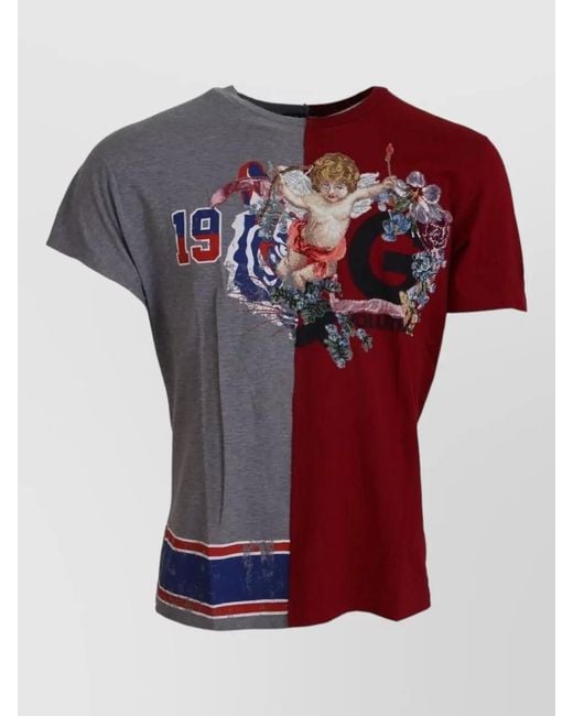Dolce & Gabbana Red Dg Angel Crewneck Two Model Shirt for men