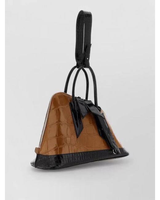 The Attico Brown La Sant Ambroeus Bow Crocodile Texture Bag