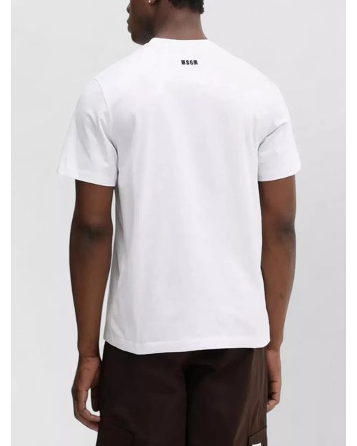 MSGM White Logo Print Cotton T-Shirt for men