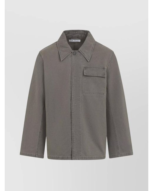 Our Legacy Gray Long Sleeve Work Jacket With Collared Neck for men