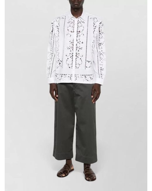 BAZISZT White Embroidered Shirt for men