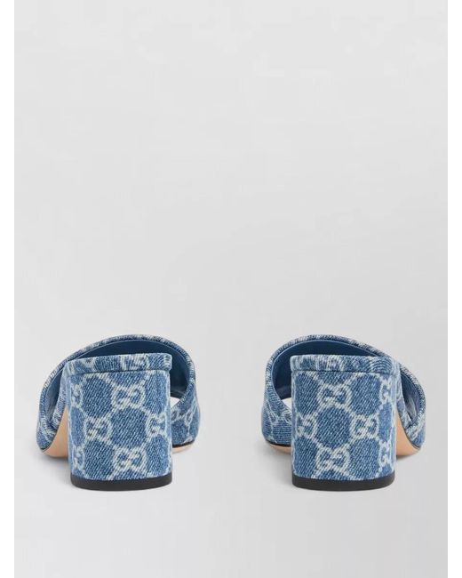 Gucci Blue Siaga 55 Open Toe Block Heel Sandals