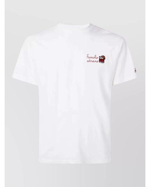 Mc2 Saint Barth White Arnott Crew Neck Graphic Embroidered T-Shirt for men