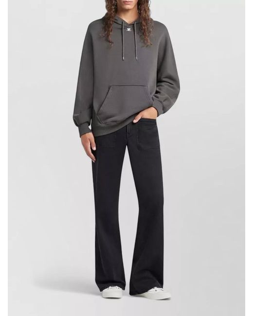 Courreges Gray Hooded Sweater Nylon Silk Blend Knit for men