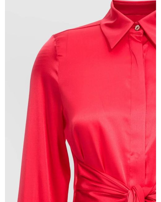 Le twins Red Cervia Dress Asymmetric Hem Front Tie