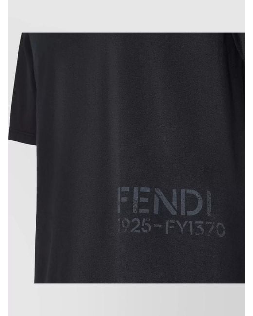 Fendi Black Cotton Crew Neck T Shirt Stencil 1925 for men