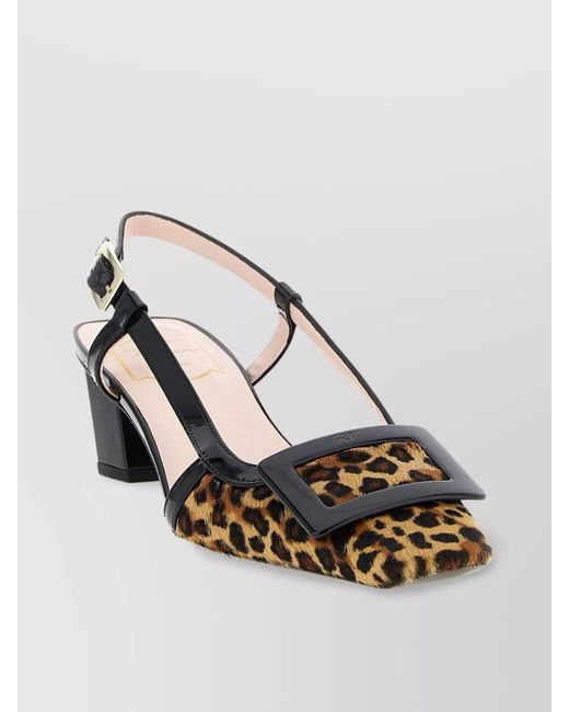 Roger Vivier Metallic Leather Leopard-Print Slingback Pumps