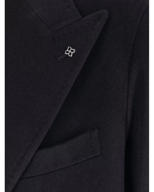 Tagliatore Blue Virgin Wool Double Breasted Coat for men