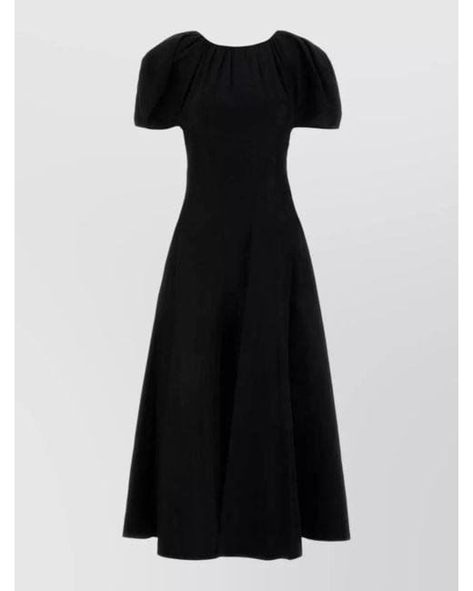 Tory Burch Black Viscose Blend Dress Flared Skirt Midi