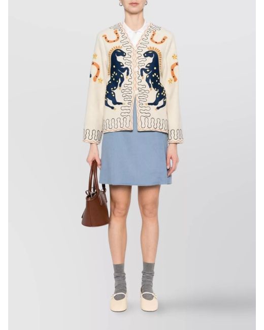 P.A.R.O.S.H. Blue Wool High-Rise Wrap Mini Skirt