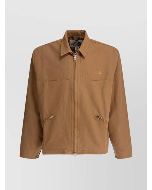 The North Face Brown Collared Front Pockets Jackets for men