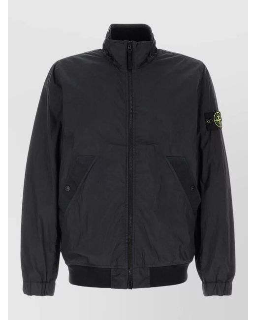 Stone Island Black Nylon Bomber Jacket for men
