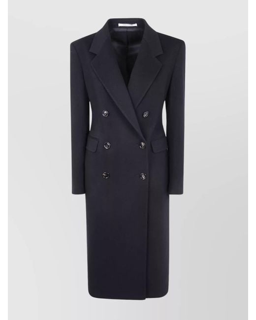 Tagliatore Blue Double-Breasted Coat Featuring Flap Pockets