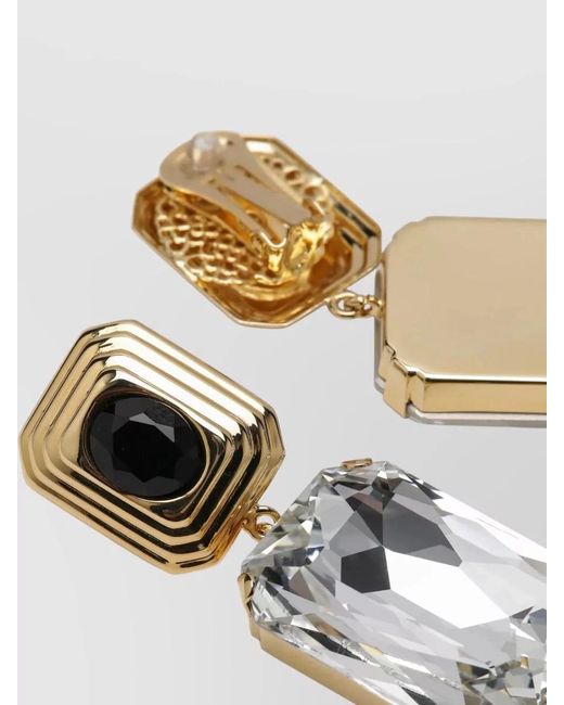 Alessandra Rich Metallic Crystal-Embellished Clip-On Earrings