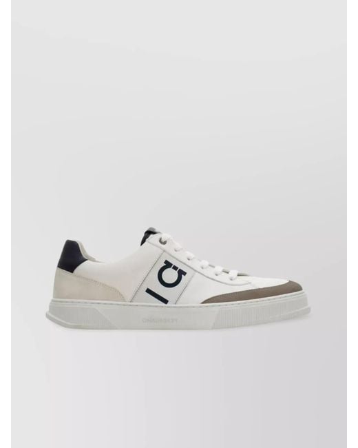 Ferragamo Metallic Leather And Suede Sneaker With Gancini Detail for men