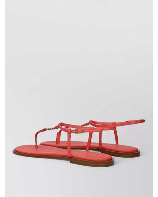 Dior Red Leather T-Strap Sandals