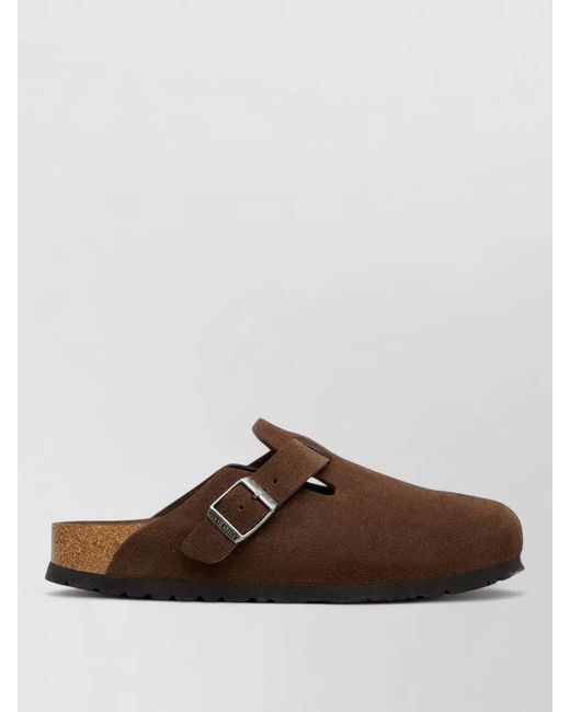 Birkenstock Brown Silk Blend Round Toe Rubber Sole Slippers