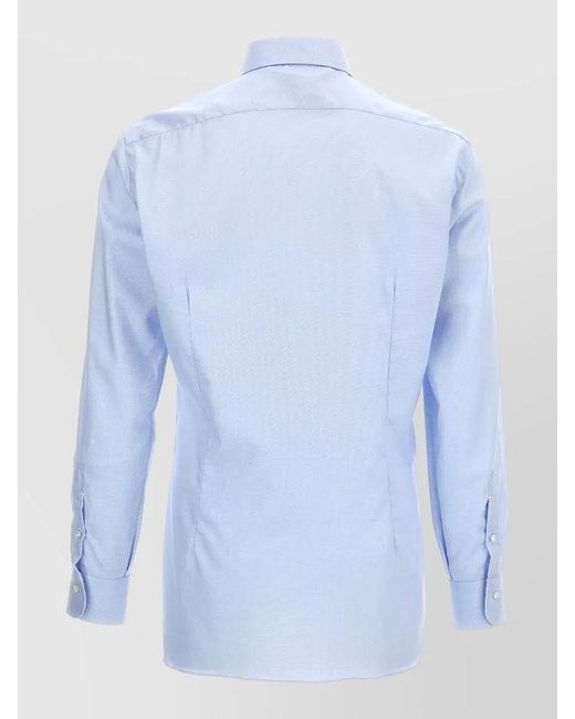 Barba Napoli Blue Journey Long Sleeve Shirt Spread Collar for men