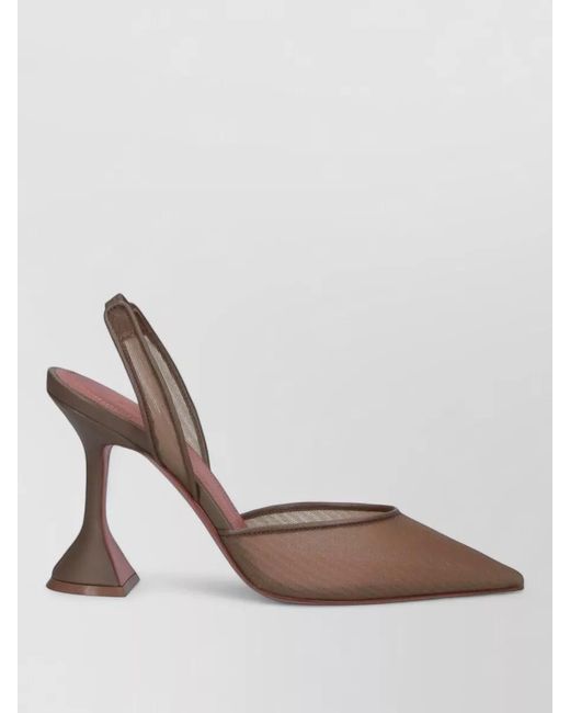 AMINA MUADDI Pink Pointed Toe Slingback Pumps Mesh Heel Design
