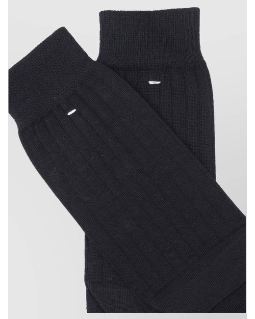 Maison Margiela Blue Wool Ribbed Tabi Ankle Socks
