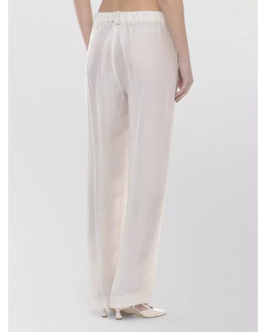 Fabiana Filippi White Straight Leg Viscose Trousers Pleated Front