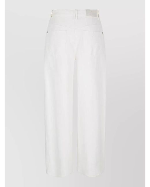 Brunello Cucinelli White Cotton Wide-Leg Trousers
