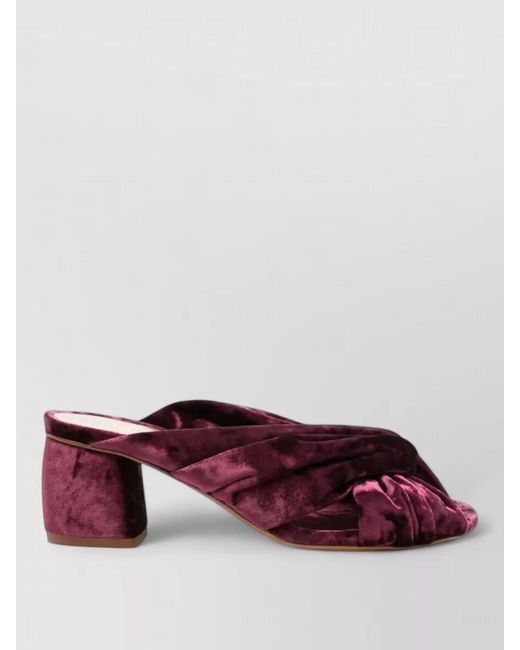 Forte_forte Red Velvet Block Heel Sandals Open Toe