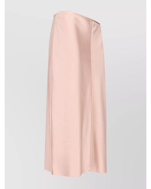 AMI Pink Satin Midi Straight Skirt