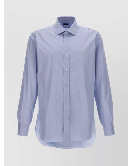 Barba Napoli Blue Poplin Shirt for men