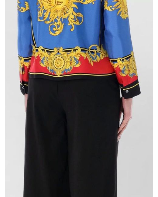 Versace Blue Printed Silk Twill Shirt